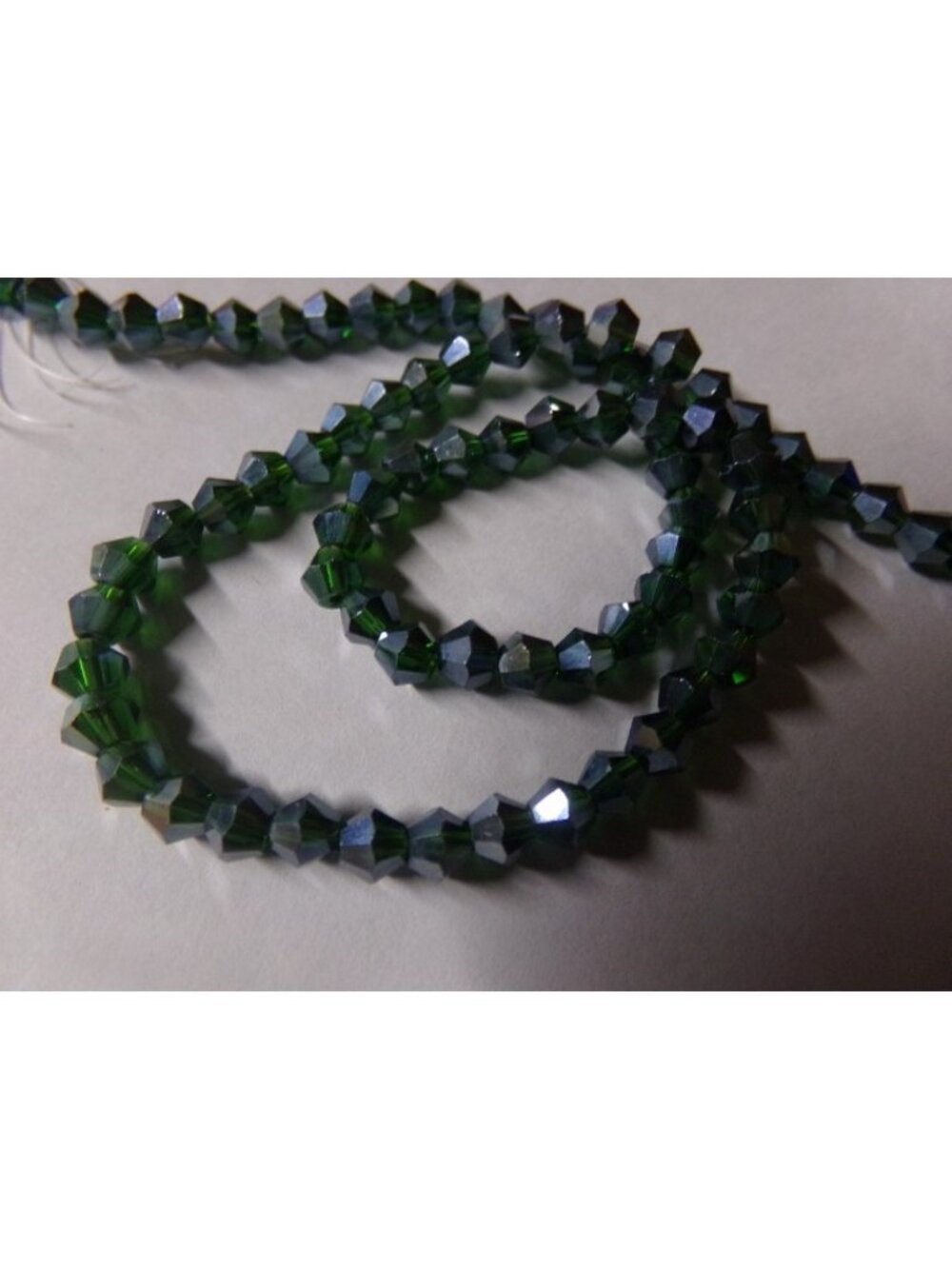 1 Strand Dark Green AB Color Plated Bicone Glass Beads